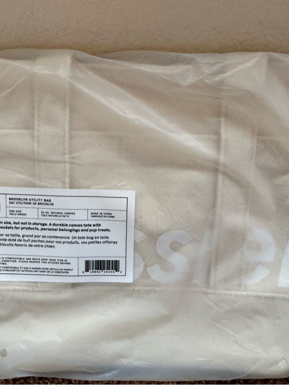 Glossier Brooklyn Canvas Utility Tote Bag NWT